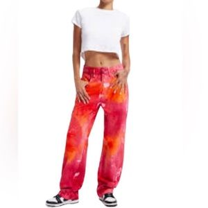 Good American PRENTIS BURRELL tie-dyed 90s style high rise jeans